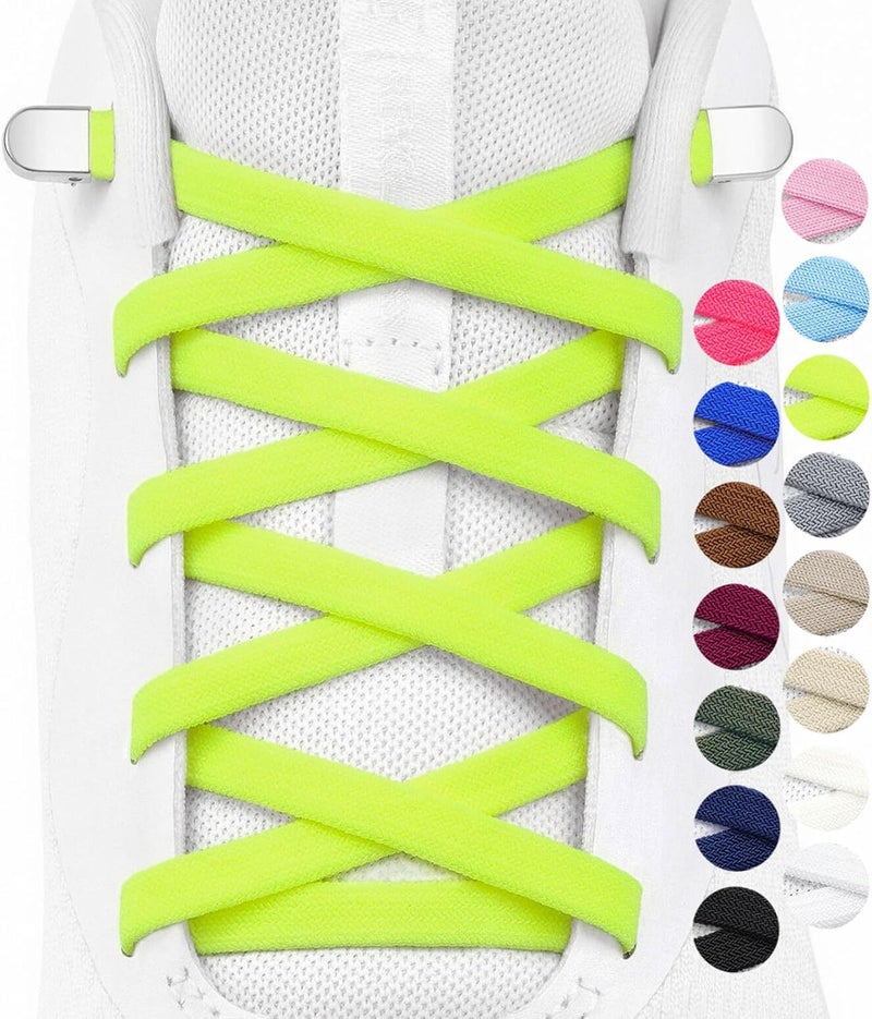 Stepace 2 Pairs Elastic No Tie Shoe Laces for Kids and Adults Sneakers, Stretch Flat Tieless Shoestrings - Image 1